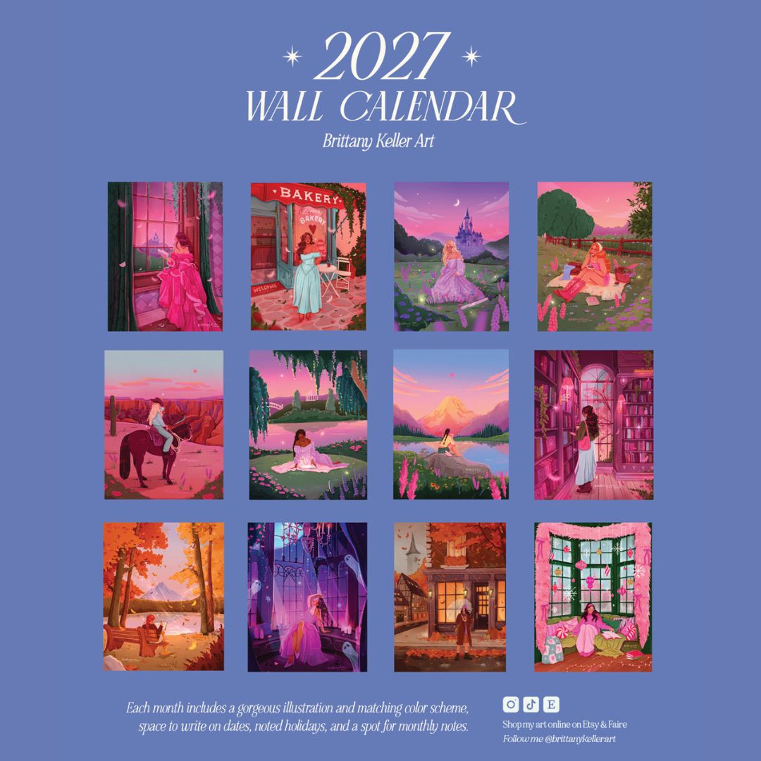 PRE-ORDER 2027 Brittany Keller Art Wall Calendar ORDERS CLOSE 16.10.26