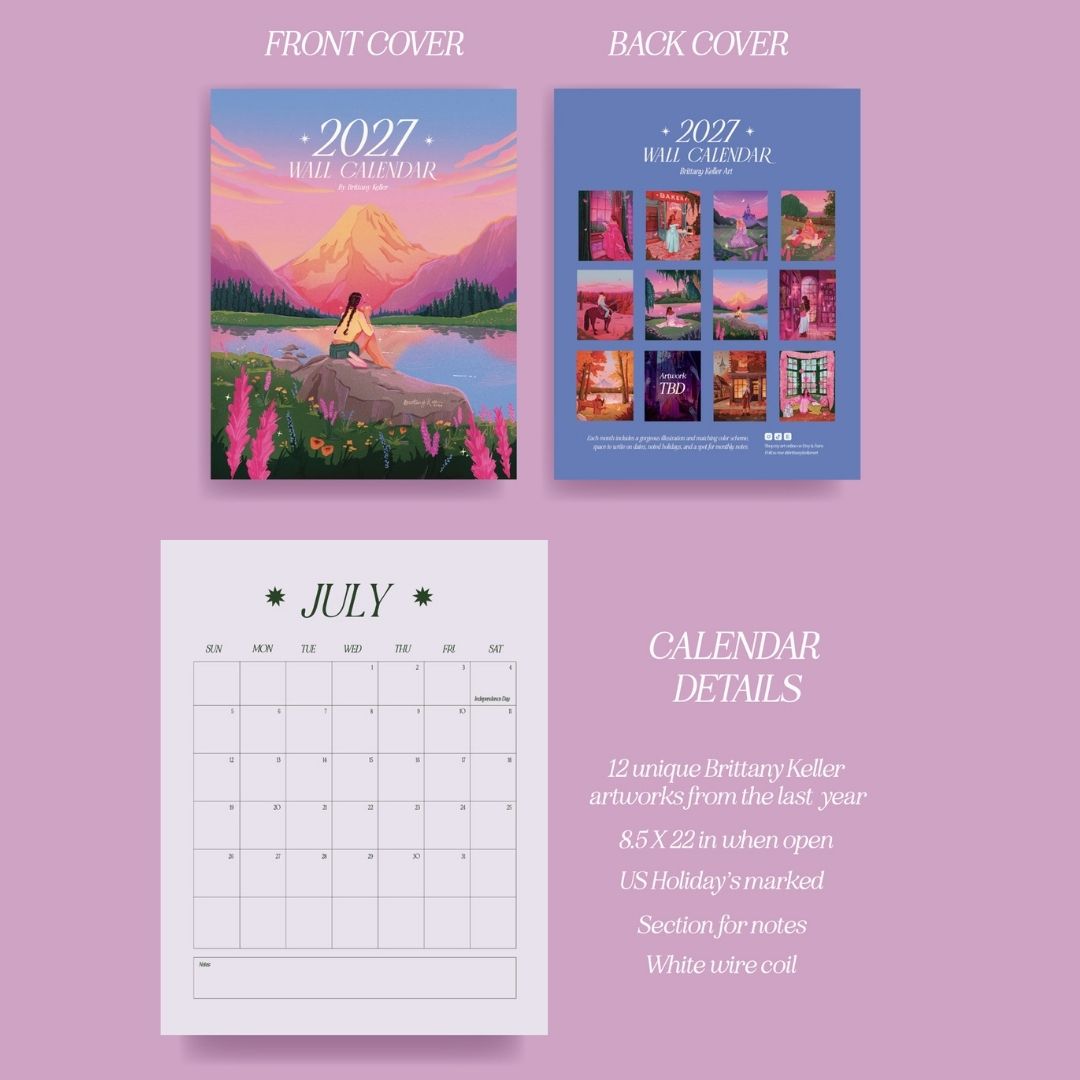 PRE-ORDER 2027 Brittany Keller Art Wall Calendar ORDERS CLOSE 16.10.26